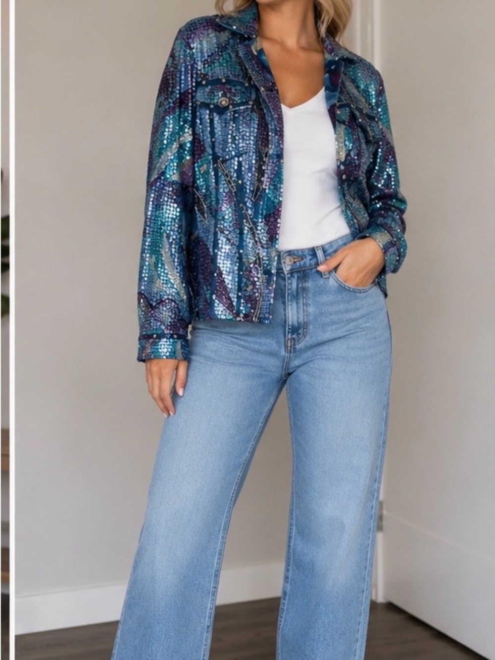 Sandy Starkman Sequin Art Jacket | Vintage Statement Piece | Size M